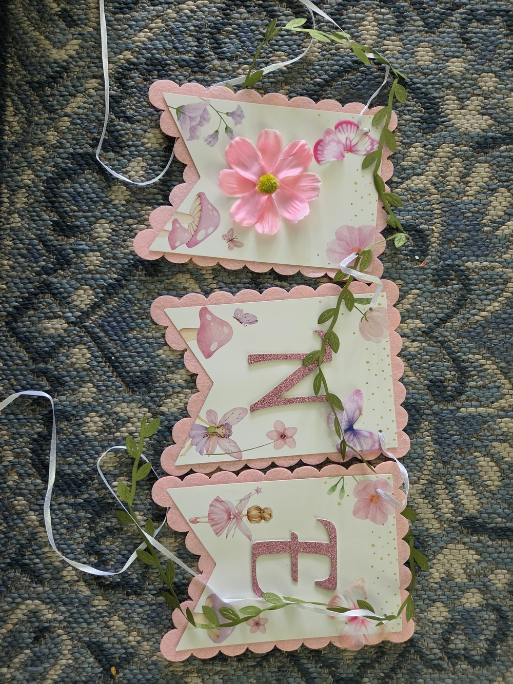 Pink Floral Party Banner Garland - Home Party Supplies